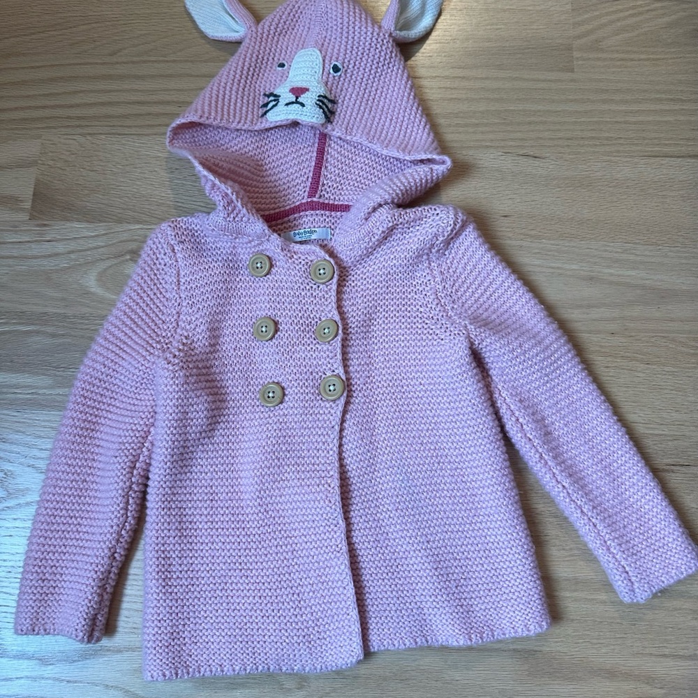 Baby Boden bunny hooded cardigan 12-18 months
